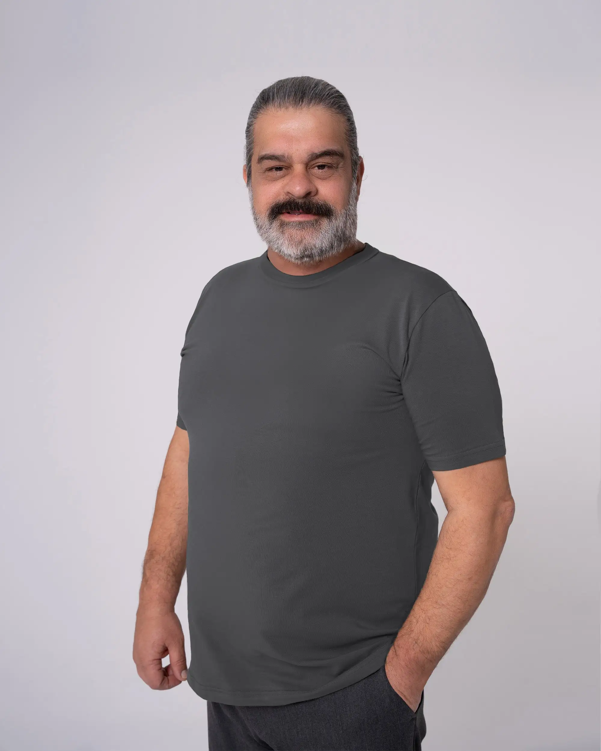 Antrasit Bisiklet Yaka Tişört - Image 8