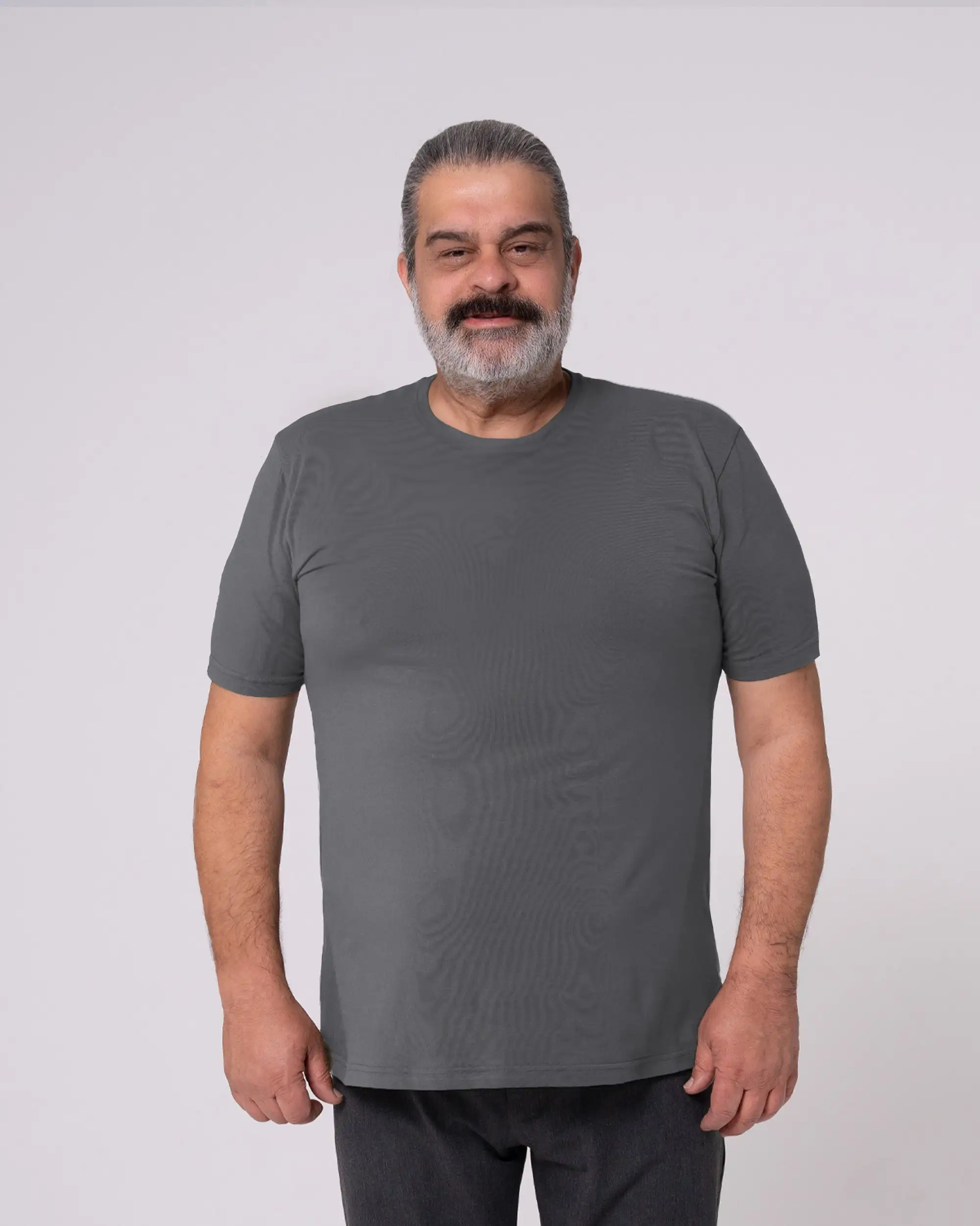 Antrasit Bisiklet Yaka Tişört - Image 9