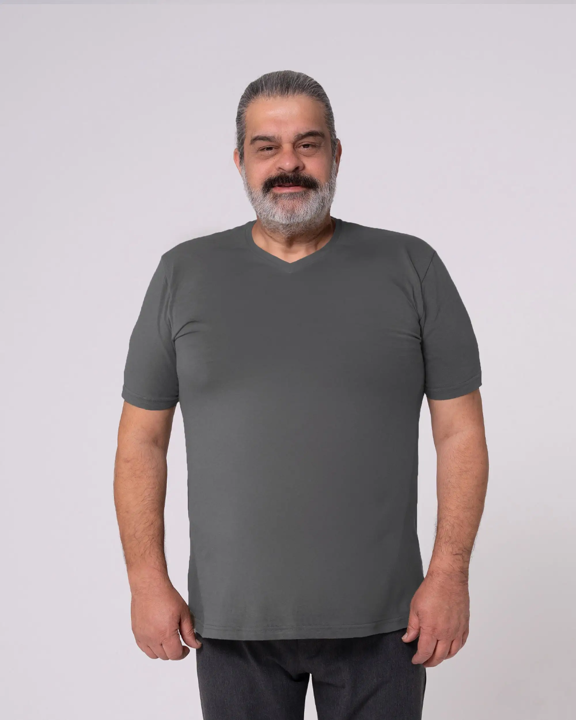 Antrasit V Yaka Tişört - Image 10