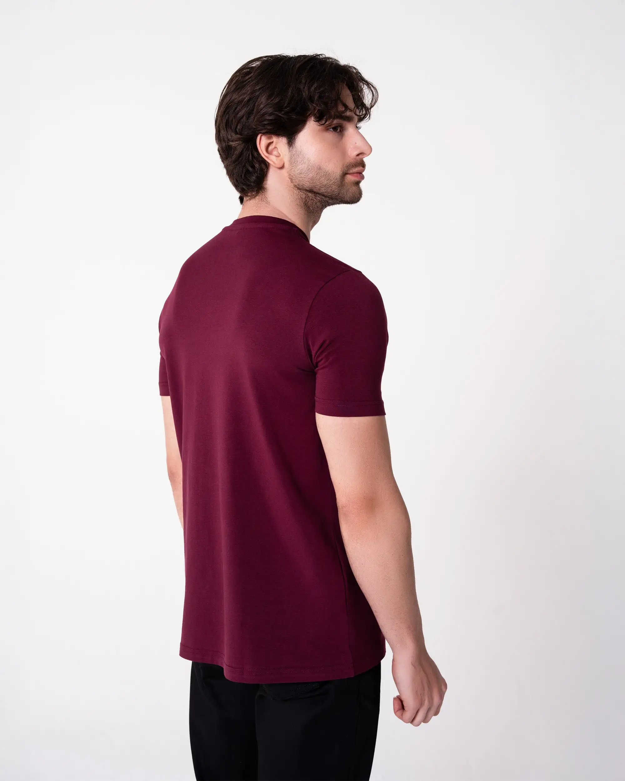 Bordo Bisiklet Yaka Tişört - Image 3