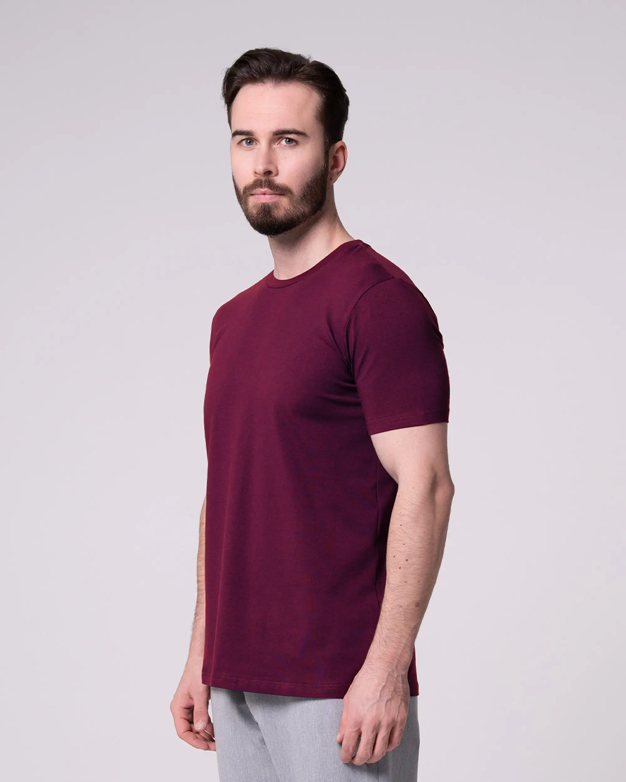 Bordo Bisiklet Yaka Tişört - Image 4