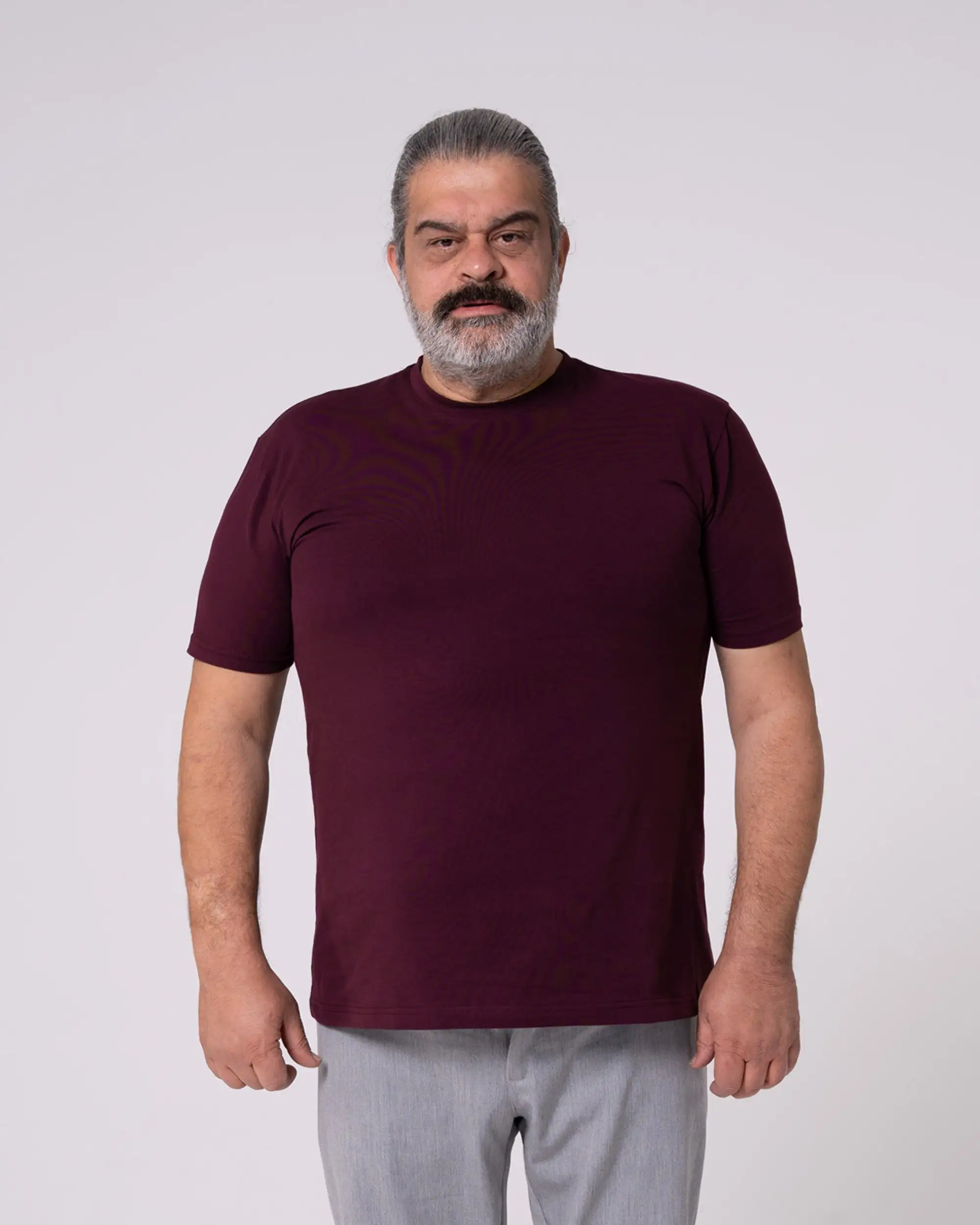 Bordo Bisiklet Yaka Tişört - Image 8