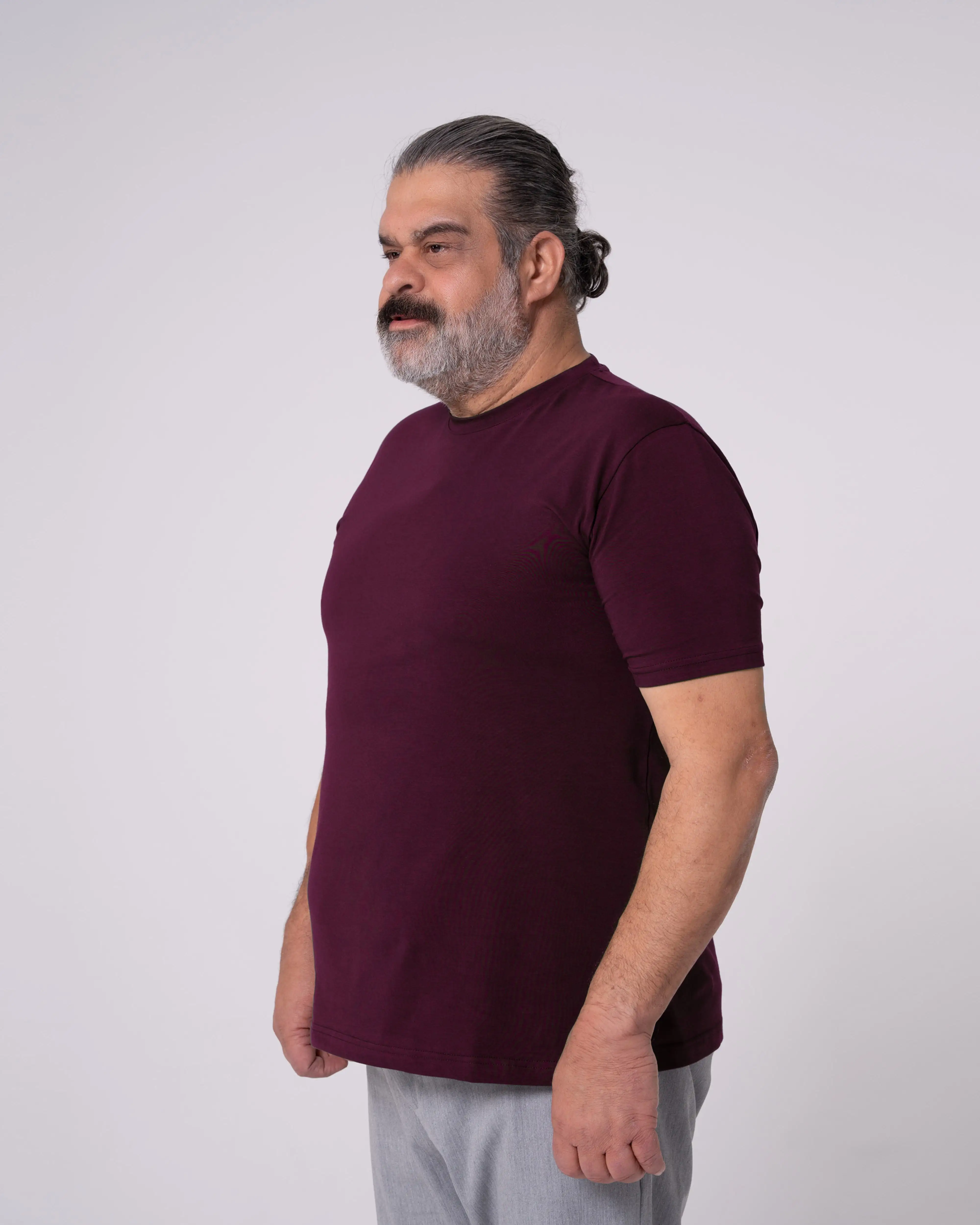 Bordo Bisiklet Yaka Tişört - Image 9