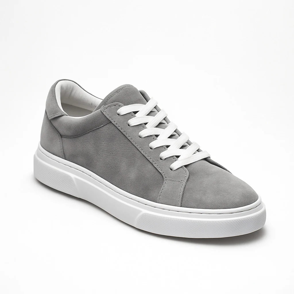 Gri - Beyaz Süet Sneaker Normal Taban - Image 3