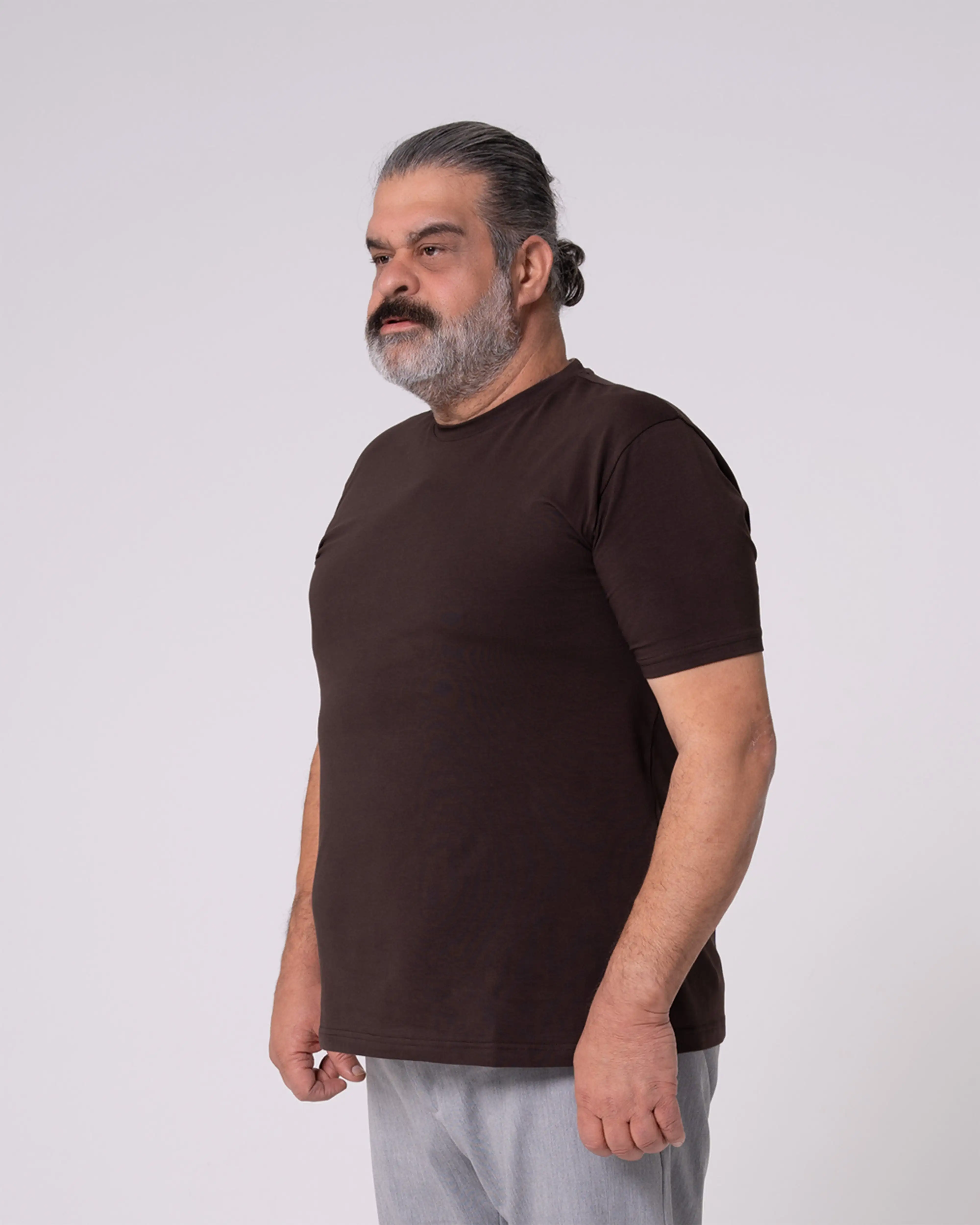 Kahverengi Bisiklet Yaka Tişört - Image 9