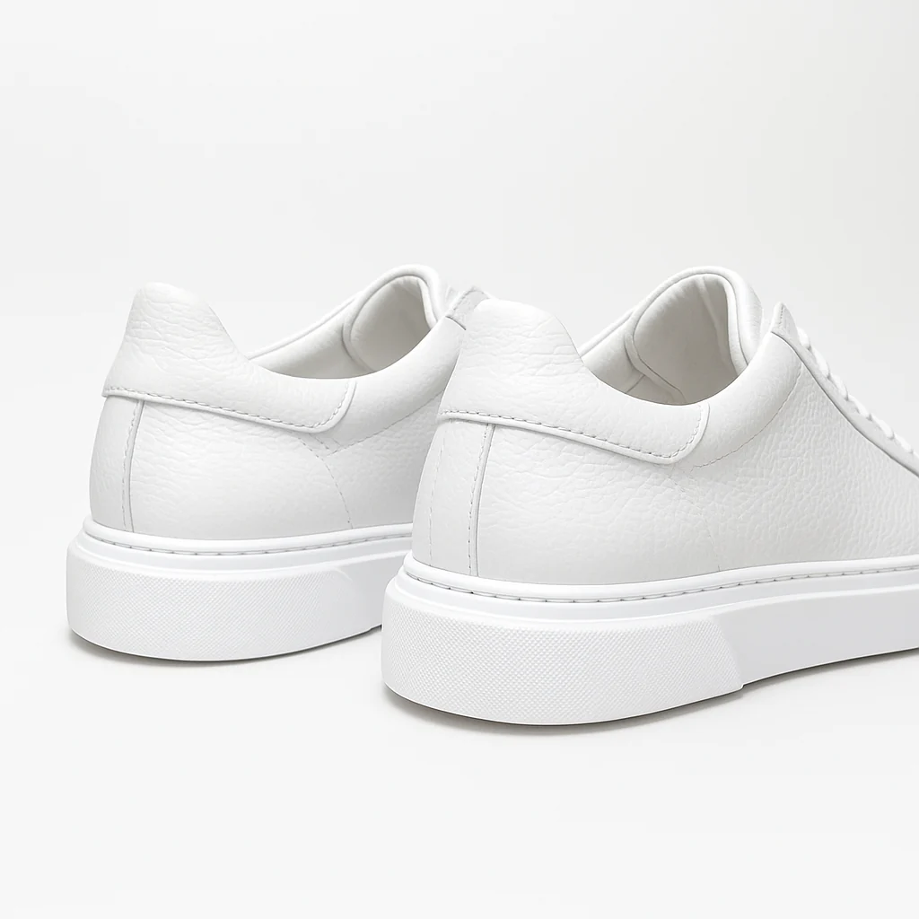 Beyaz - Beyaz Deri Sneaker +7CM Boy Uzatan Ayakkabı - Image 7