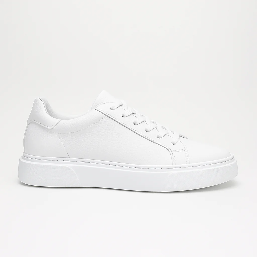 Beyaz - Beyaz Deri Sneaker Normal Taban - Image 6