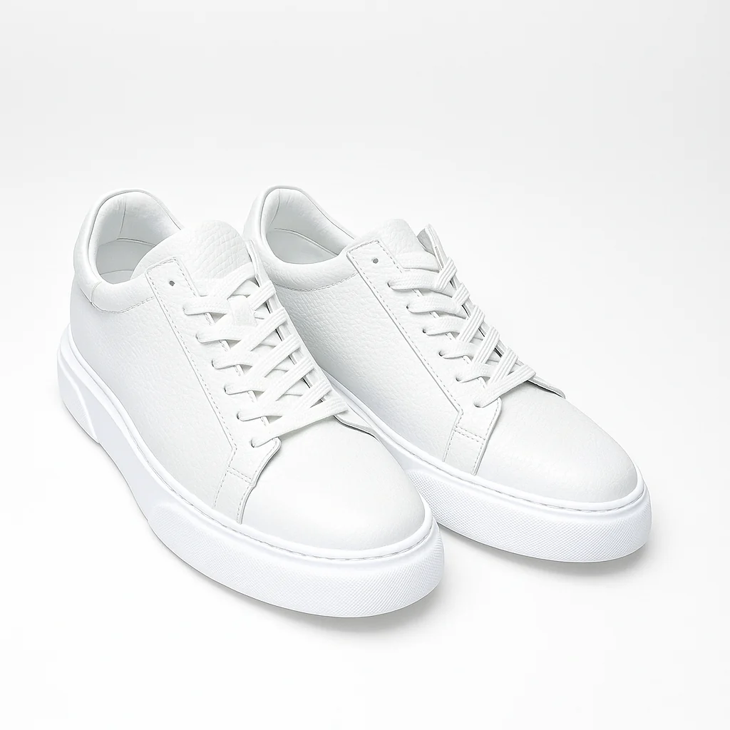 Beyaz - Beyaz Deri Sneaker Normal Taban - Image 7