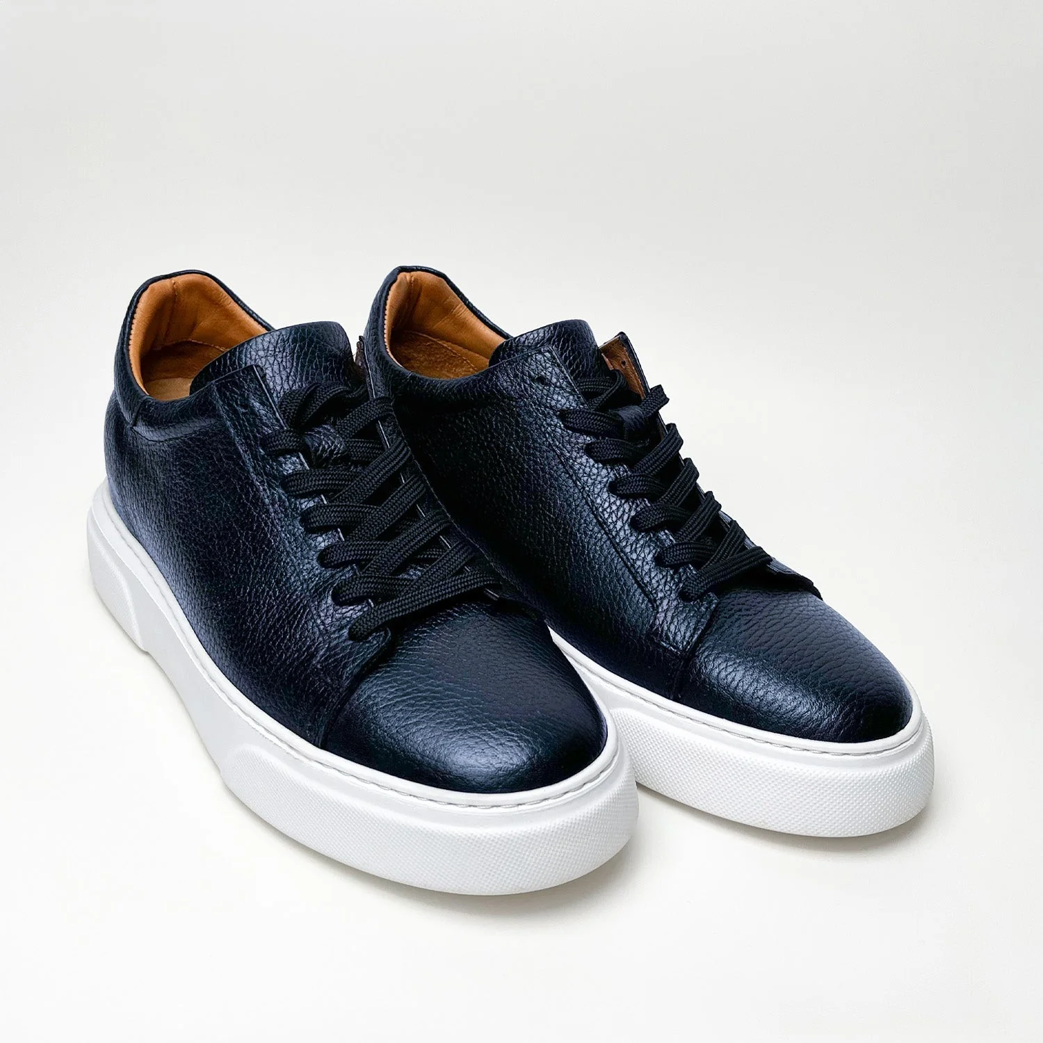 Lacivert - Beyaz Deri Sneaker +7CM Boy Uzatan Ayakkabı - Image 3