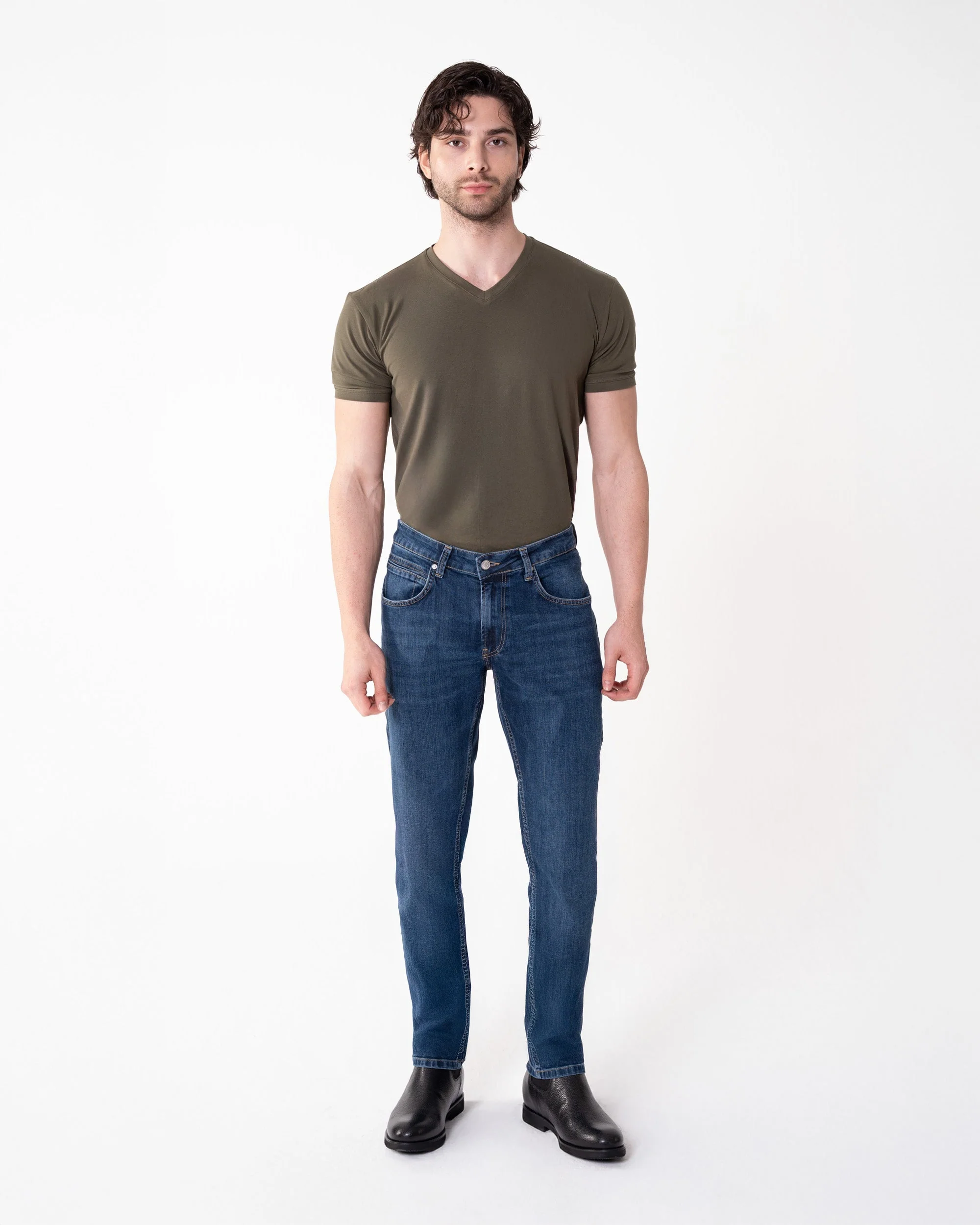 Lacivert Slim Fit Kot Pantolon - Image 5