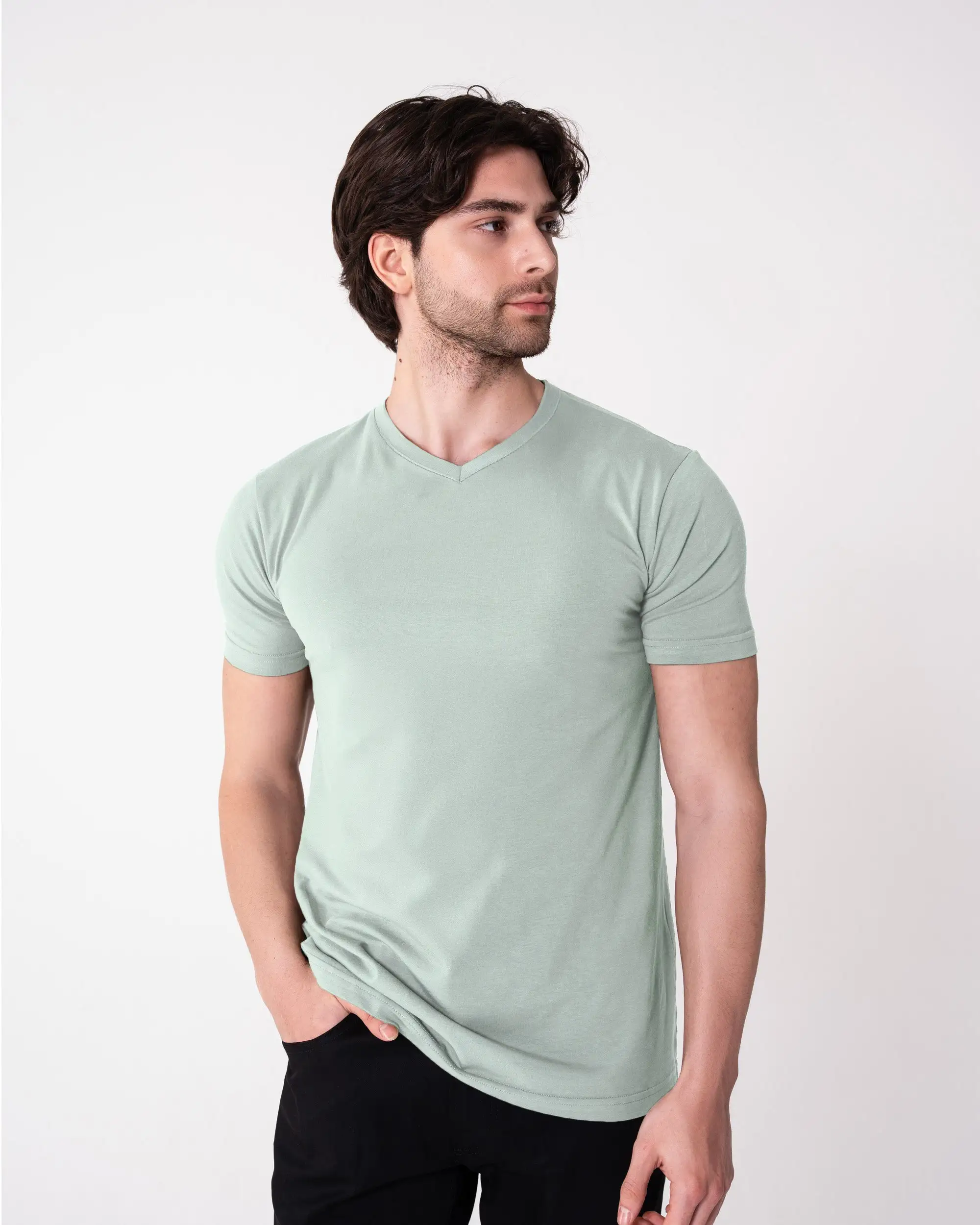 Mint V Yaka Tişört - Image 2