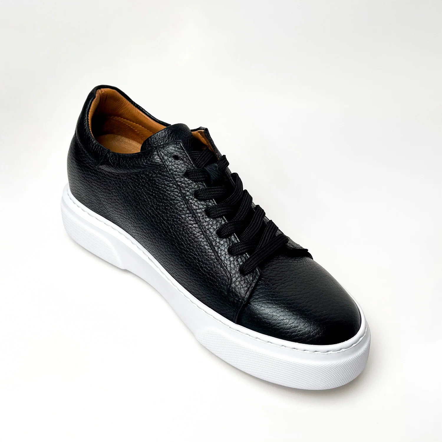 Siyah - Beyaz Deri Sneaker Normal Taban - Image 3