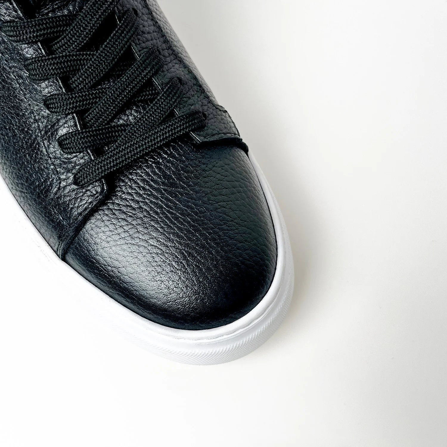 Siyah - Beyaz Deri Sneaker Normal Taban - Image 4