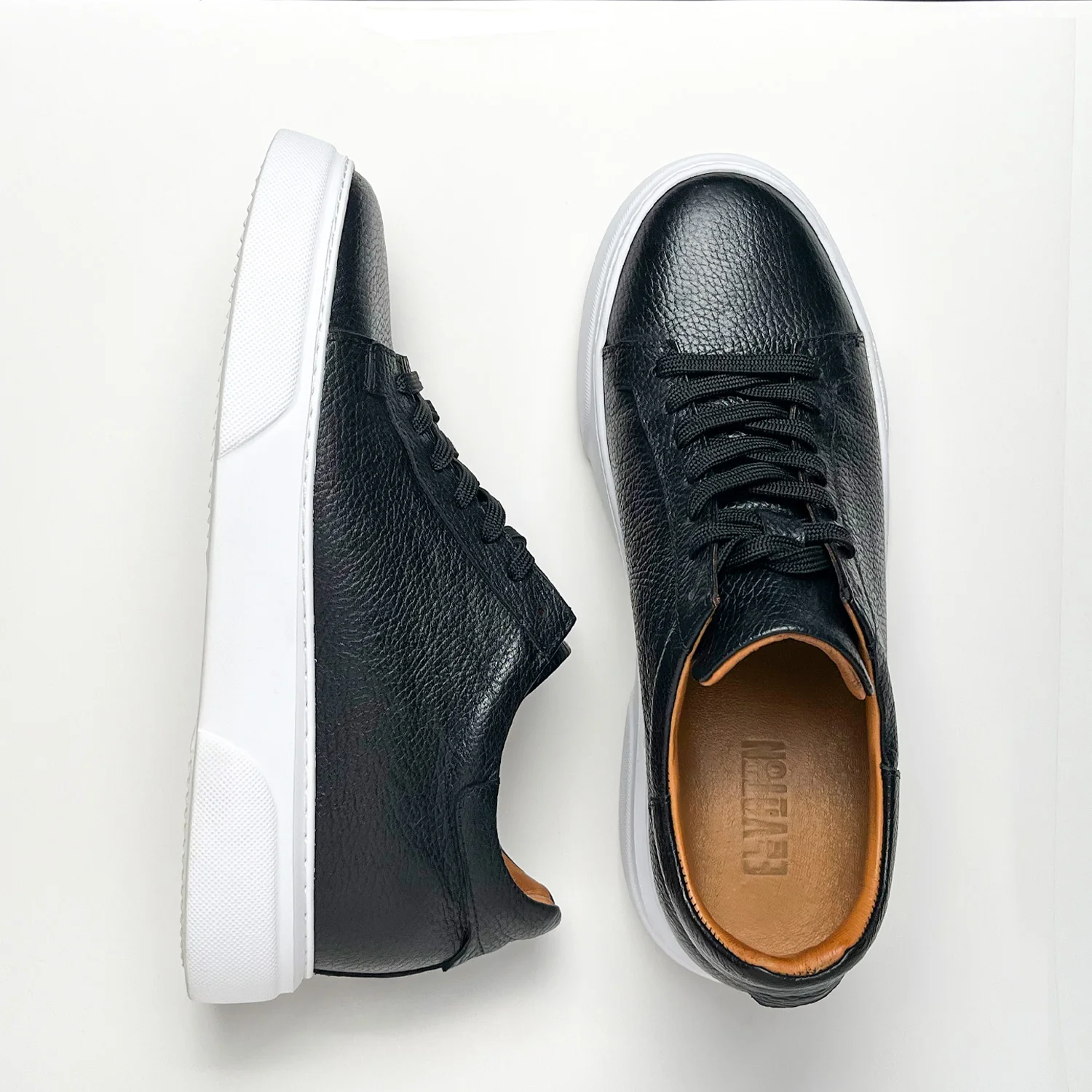 Siyah - Beyaz Deri Sneaker Normal Taban - Image 7