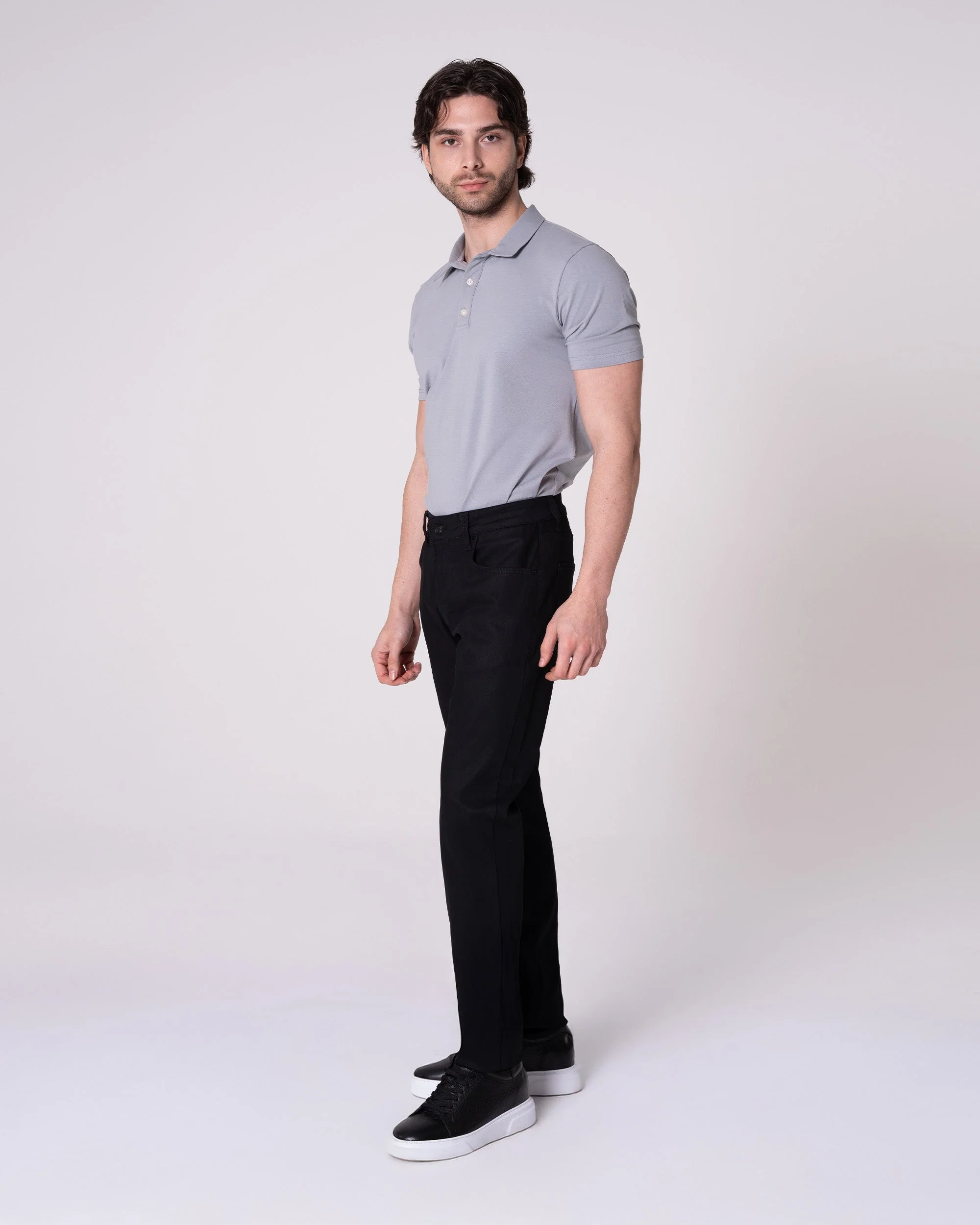 Siyah Comfort Fit Kot Pantolon - Image 4