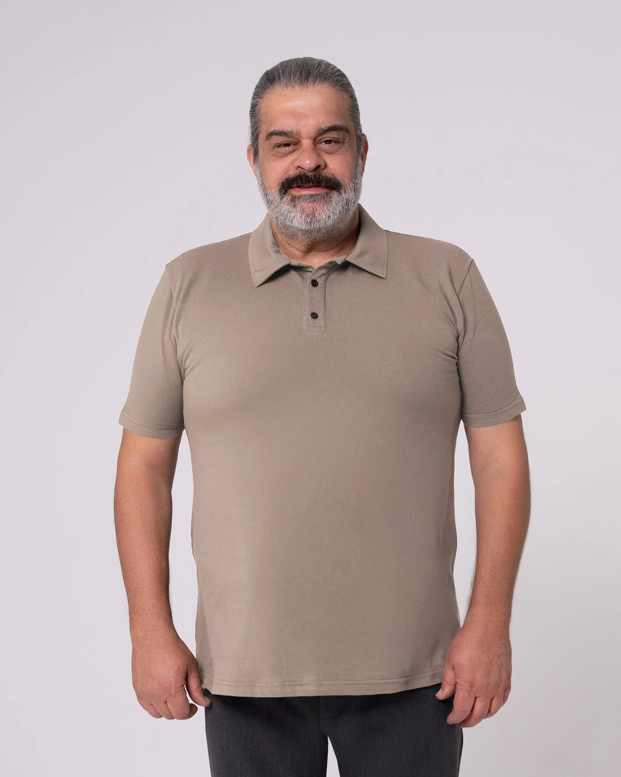 Taş Rengi Polo Yaka Tişört - Image 9